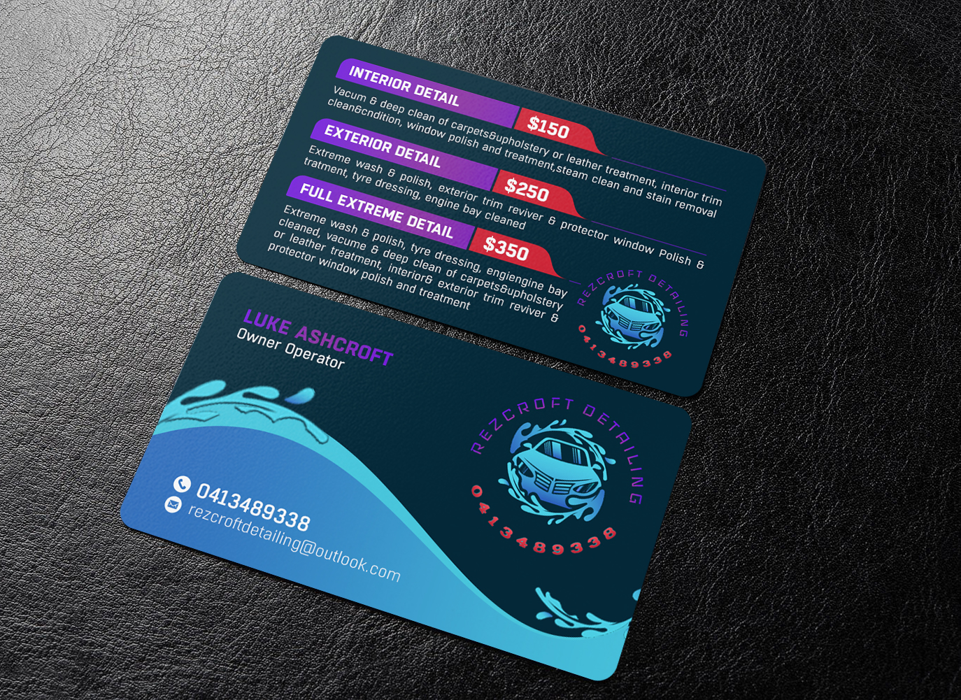 Business Card Design by chandrayaan.creative for RezCroft detailing  | Design #31109285