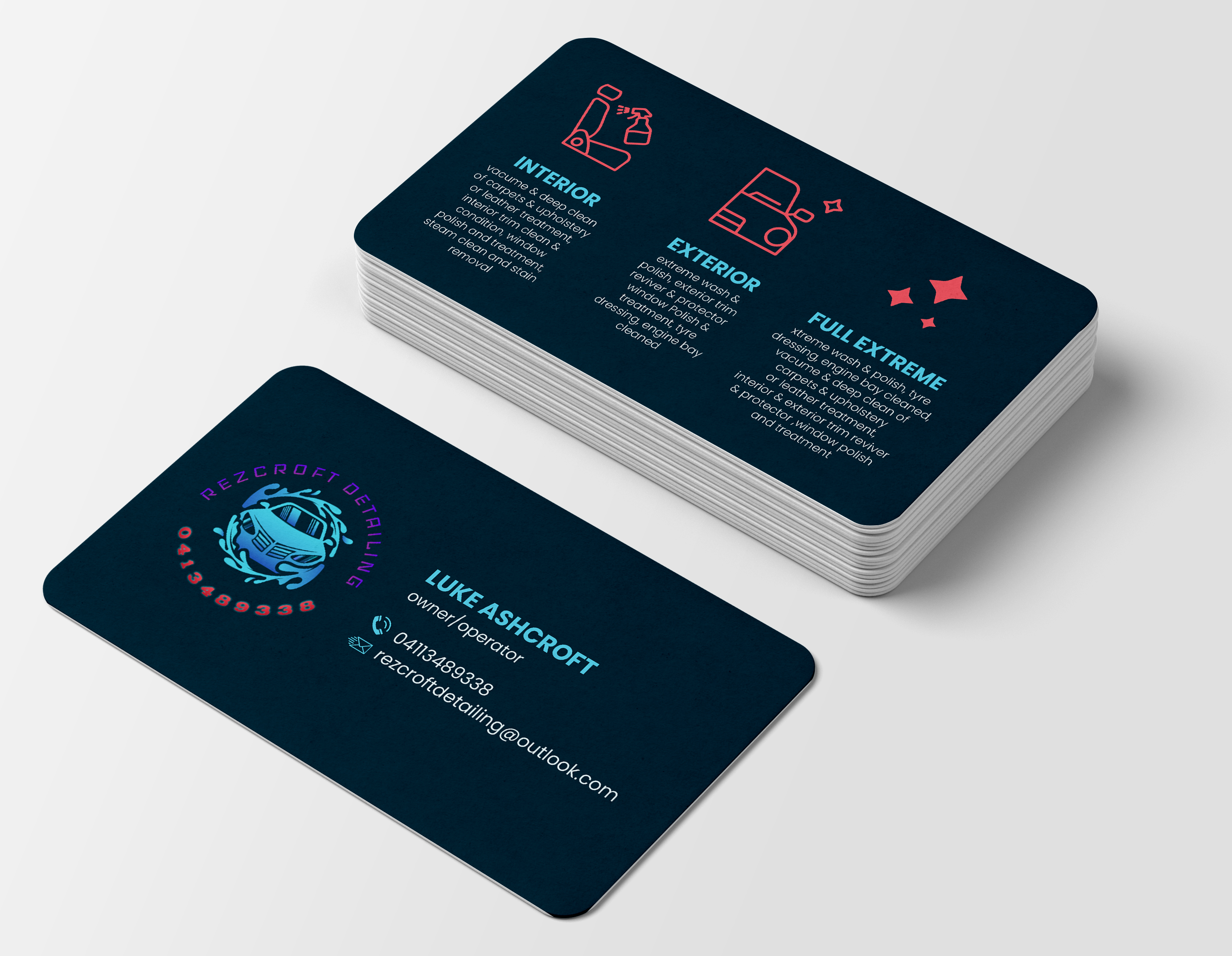Business Card Design by Nine_Tails_Fox for RezCroft detailing  | Design #31107747