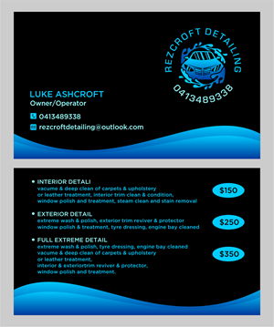 Design de Carte de Visite par BNdesigner pour RezCroft detailing  | Design : #31146551