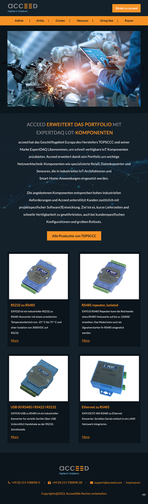 Email Template Design for Acceed Industrial Automation