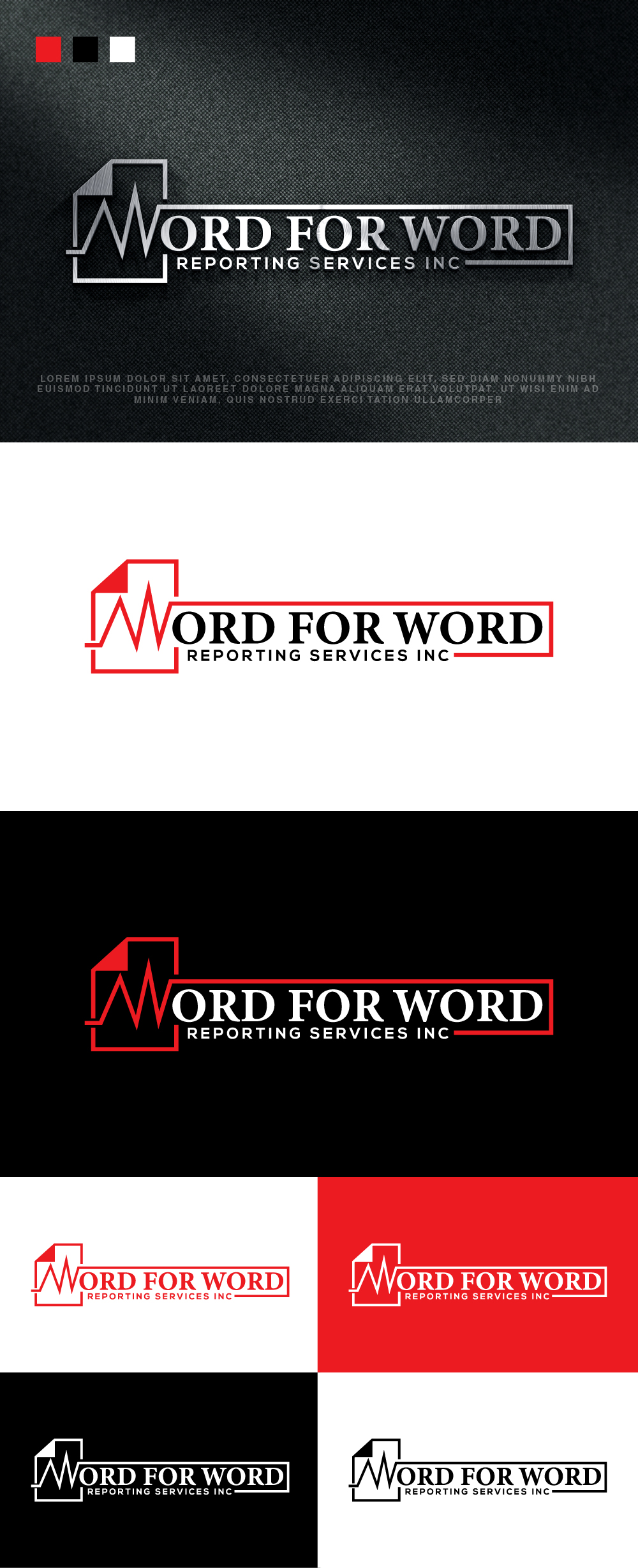 Logo Design by AlphabetZero.co.uk for Word For Word Reporting Services Inc. | Design #31168036