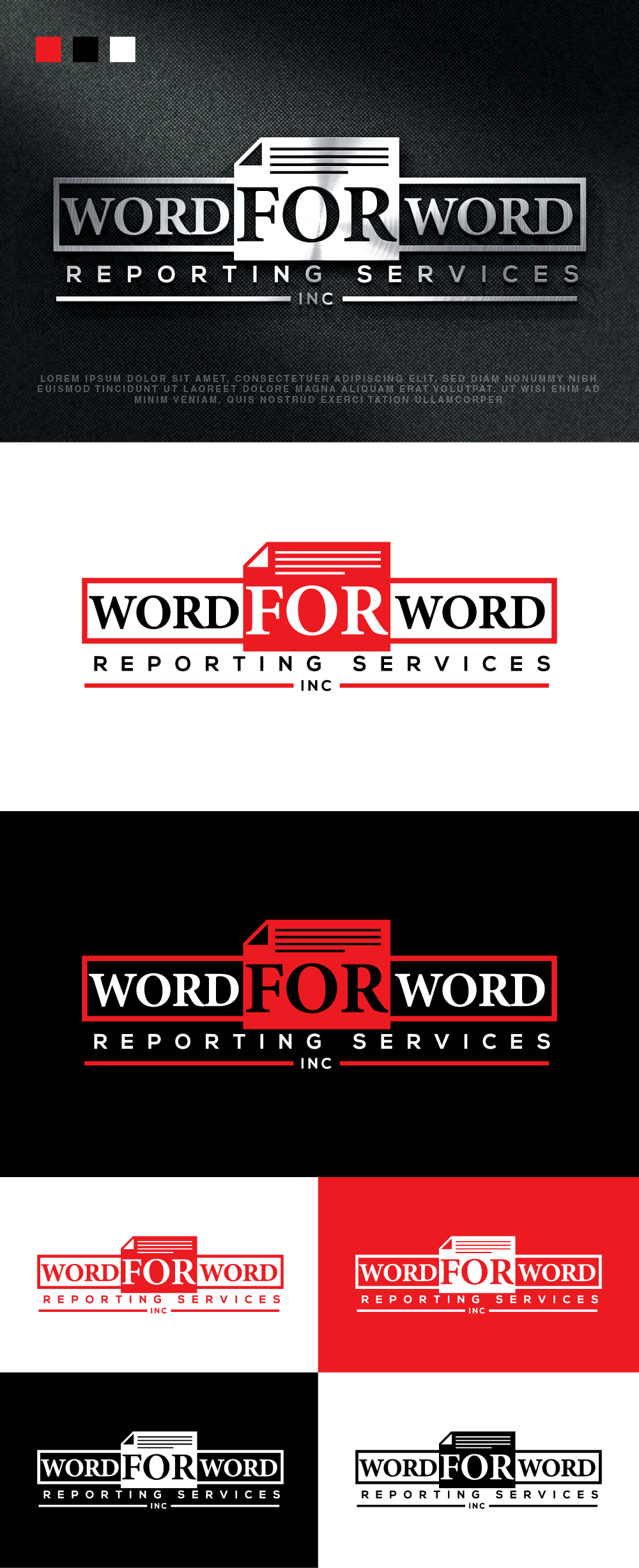Logo Design by Ayub Zafar for Word For Word Reporting Services Inc. | Design #31168054