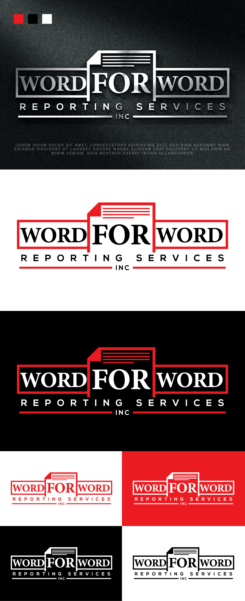 Logo Design by Ayub Zafar for Word For Word Reporting Services Inc. | Design #31168055