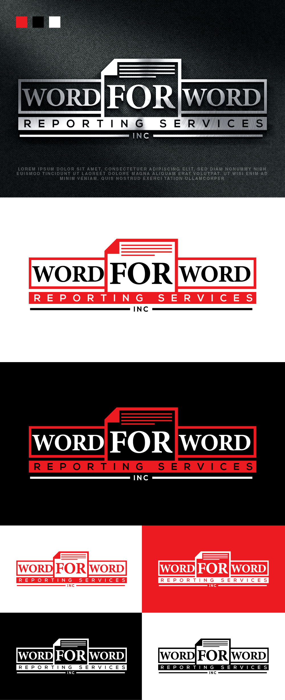 Logo Design by AlphabetZero.co.uk for Word For Word Reporting Services Inc. | Design #31168057