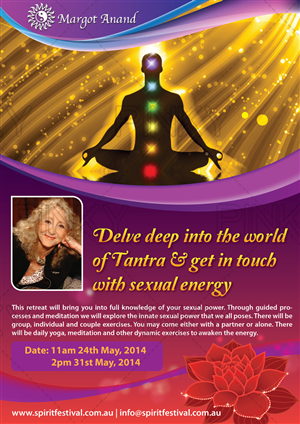 Margot Anand: Love, Ecstasy and Meditation 7 Day Retreat | Flyer Design by Pinky 