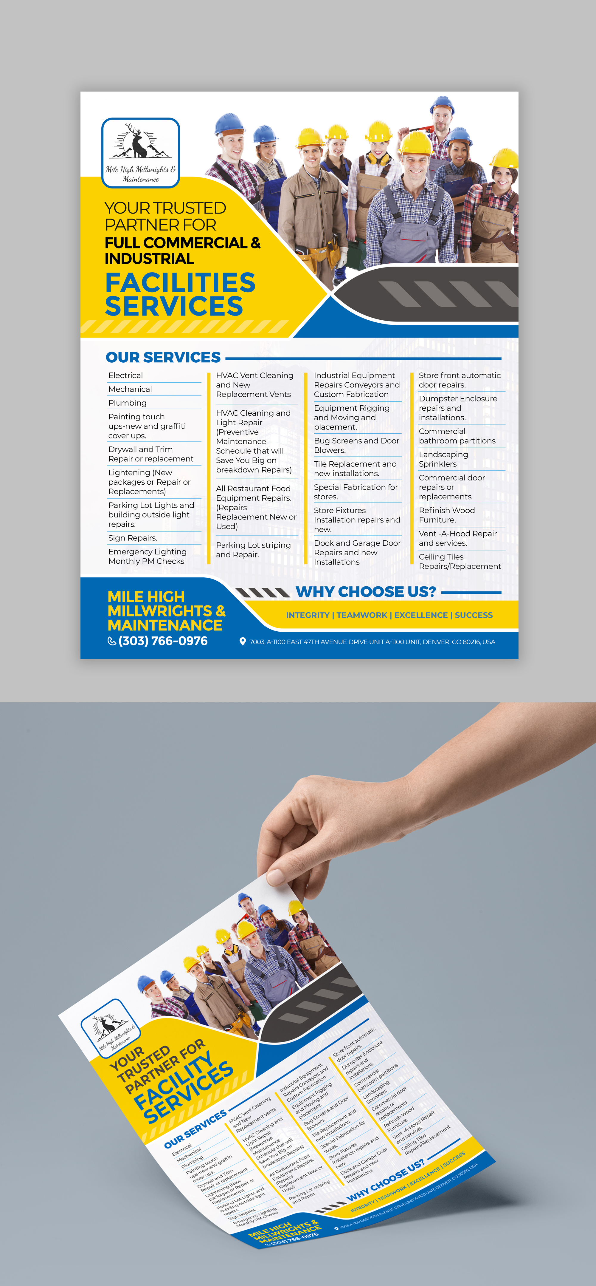 Flyer Design by mscreations.lk for Mile High Millwrights and Maintenance | Design #31197710