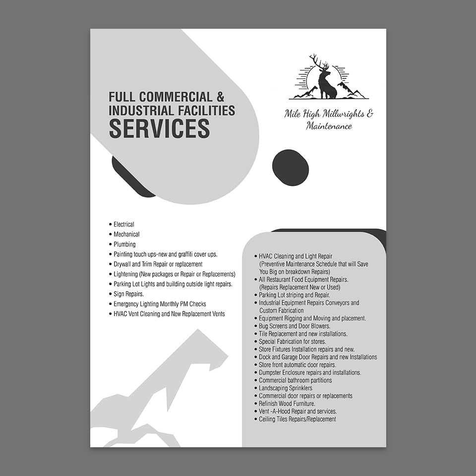 Flyer Design by YourLogoMaster for Mile High Millwrights and Maintenance | Design #31191667