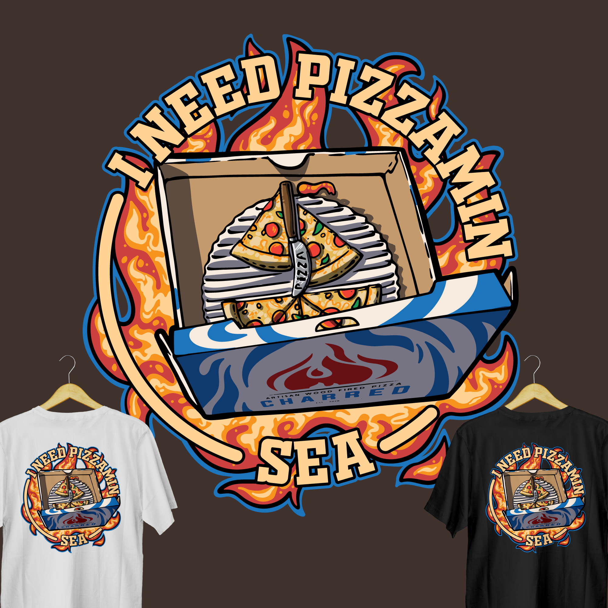 Diseño de Camiseta por hanartall para Charred Artisan Wood Fired Pizza | Diseño #31232774