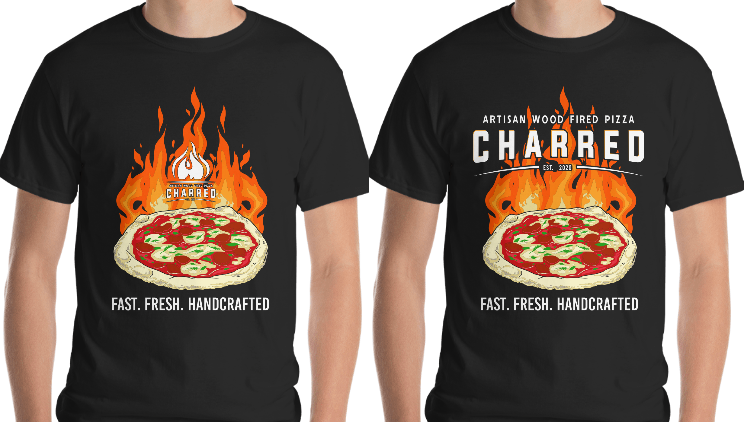 T-shirt Design by Yakuza20 for Charred Artisan Wood Fired Pizza | Design #31233411