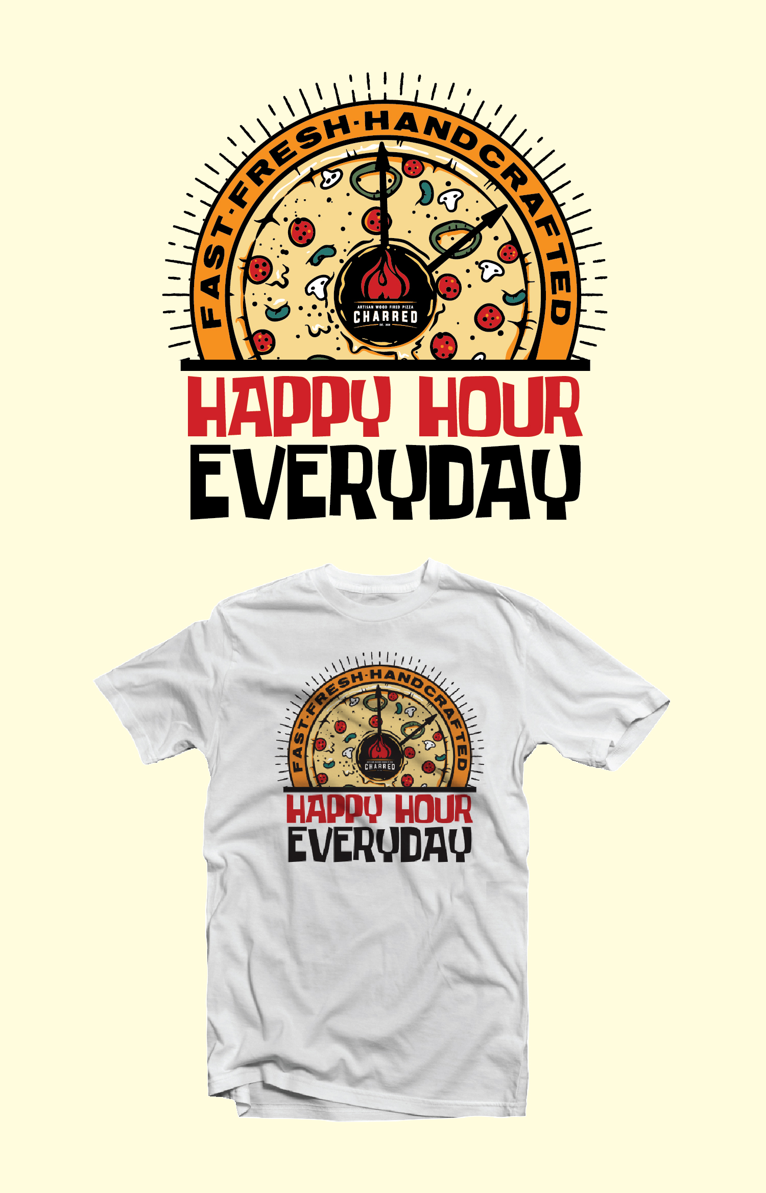 T-shirt Design by Ngoeg for Charred Artisan Wood Fired Pizza | Design #31232351