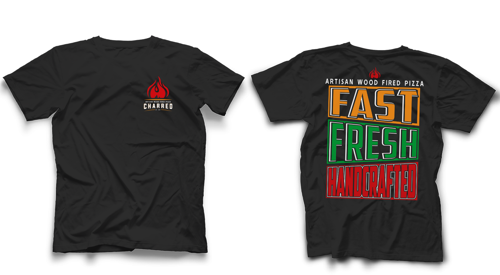 T-shirt Design by Feni:) for Charred Artisan Wood Fired Pizza | Design #31234559