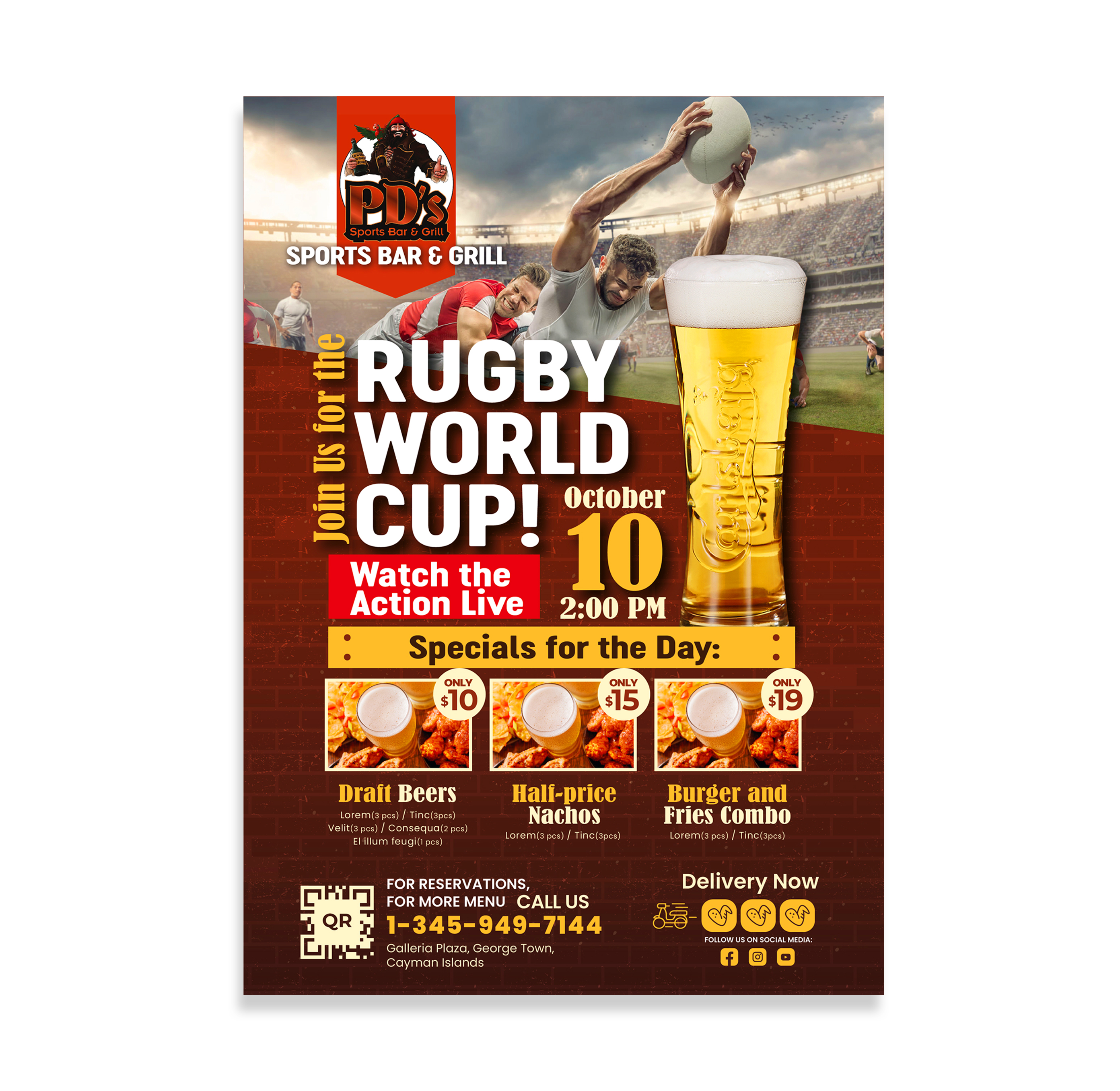 Diseño de Flyer por mscreations.lk para PD's Sporst Bar & Grill | Diseño #31223477