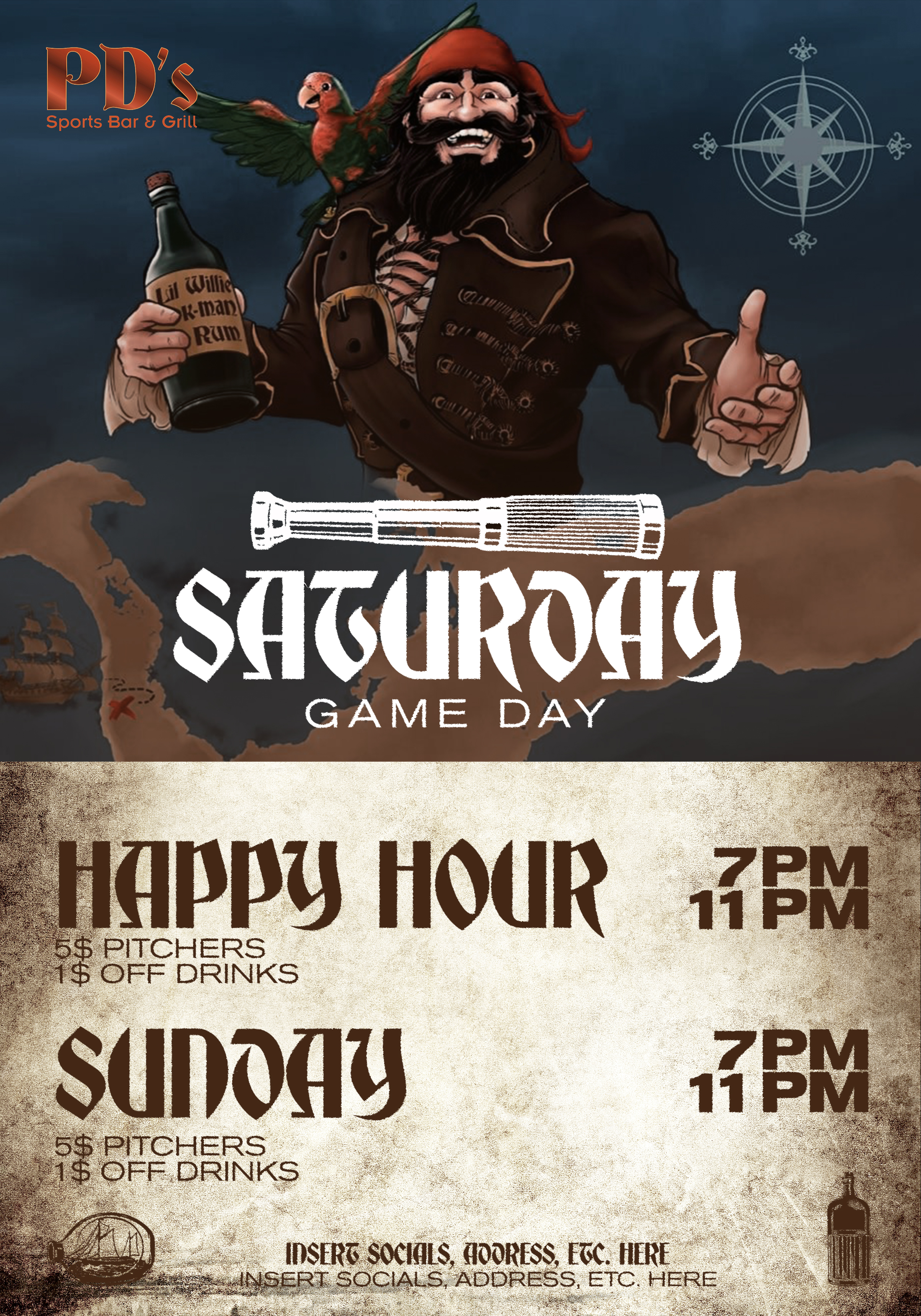 Diseño de Flyer por re44 para PD's Sporst Bar & Grill | Diseño #31223140
