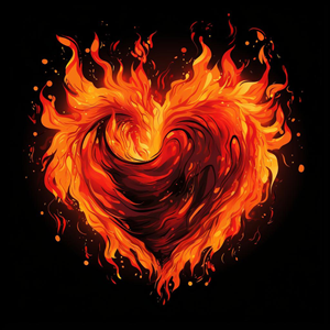 Graphic of a Heart on fire