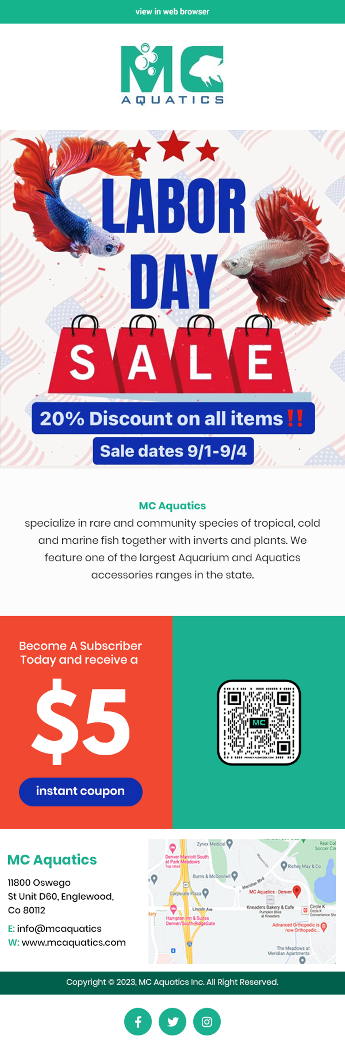 Email Marketing Design by Expert Designer for MC Aquatics | Design #31240248