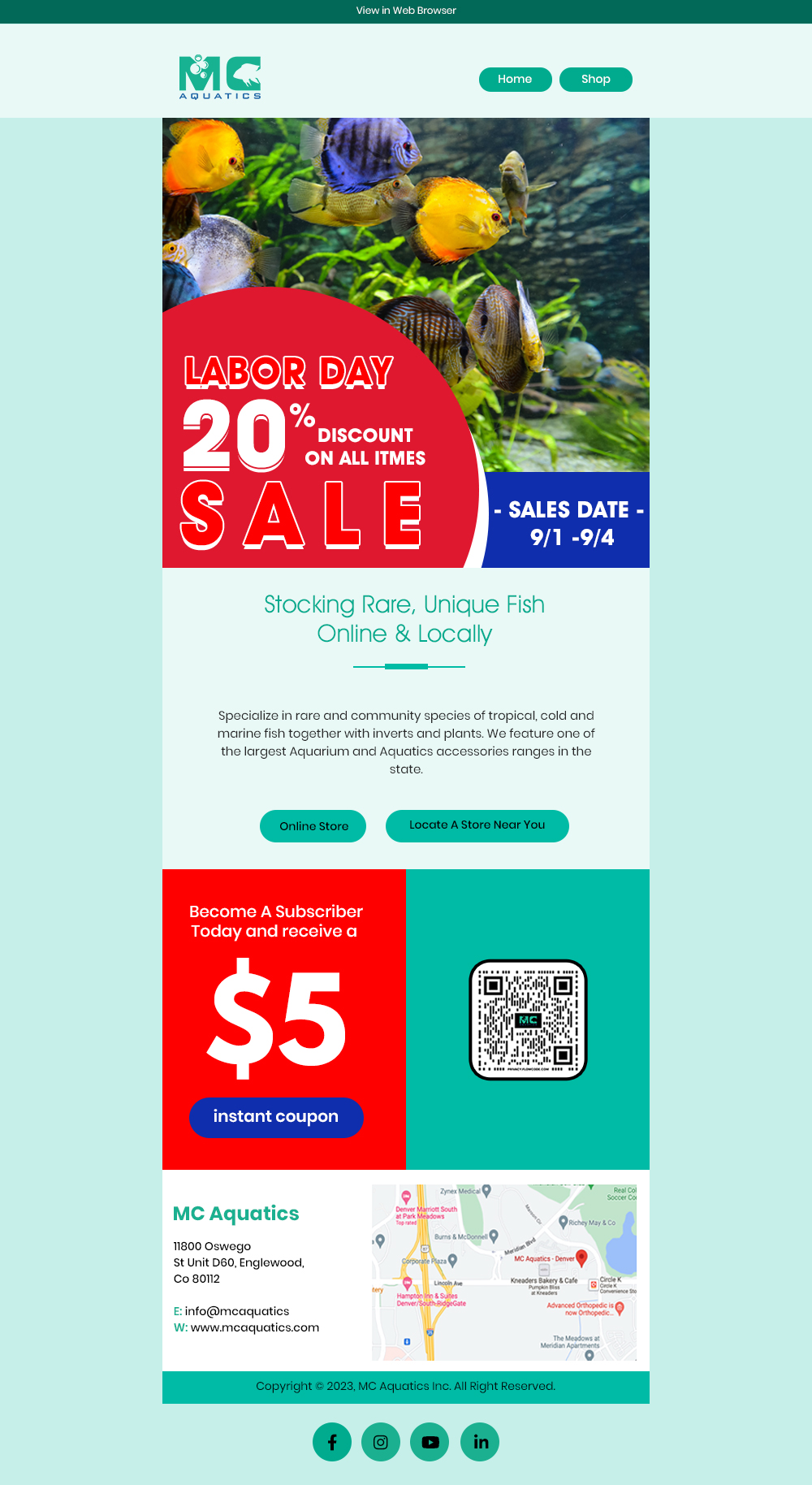 Email Marketing Design by Expert Designer for MC Aquatics | Design #31249517