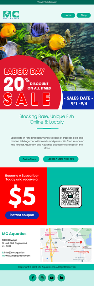 Email Marketing Design by Expert Designer for MC Aquatics | Design: #31249518