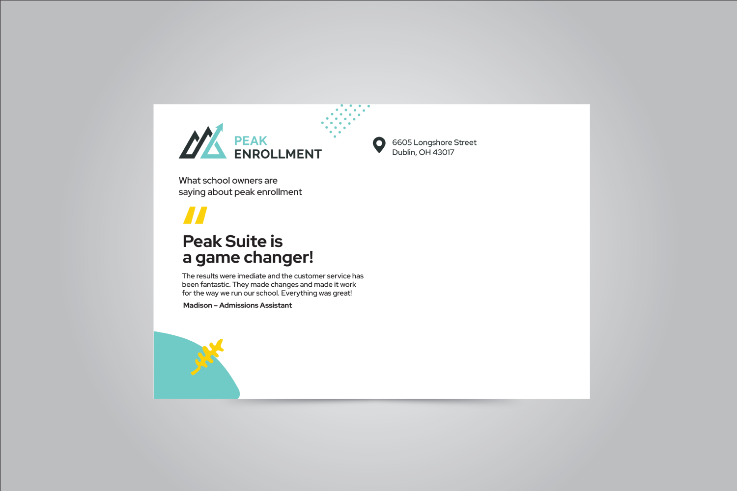 Postcard Design by JK18 for Zasady / Peak Enrollment | Design #31302737