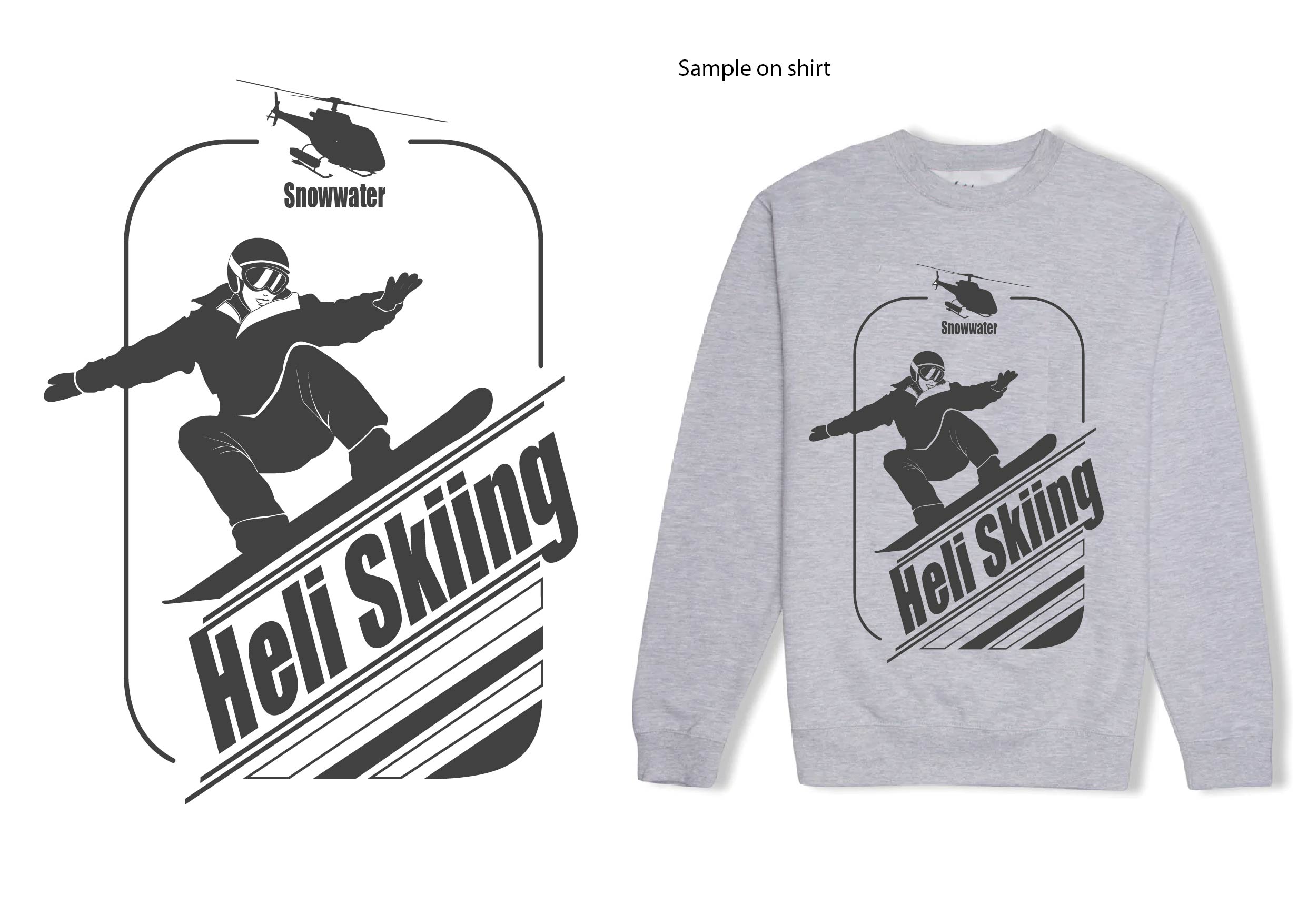 T-shirt Design by Mavis Goh for Snowwater Heli Skiing | Design #31291565