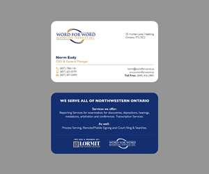 Business Card Design by Andrés Sebastián for Word For Word Reporting Services Inc. | Design: #31256914
