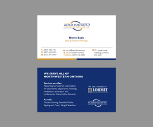 Business Card Design by Andrés Sebastián for Word For Word Reporting Services Inc. | Design: #31257039