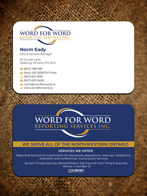 Business Card Design by Graphixpointt for Word For Word Reporting Services Inc. | Design: #31253461