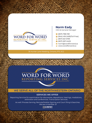 Business Card Design by Graphixpointt for Word For Word Reporting Services Inc. | Design: #31253462