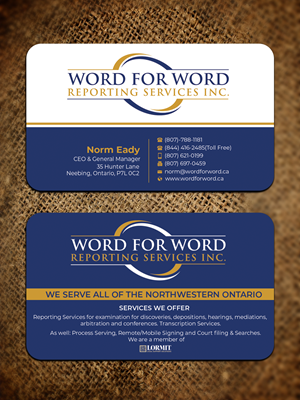 Business Card Design by Graphixpointt for Word For Word Reporting Services Inc. | Design: #31253463