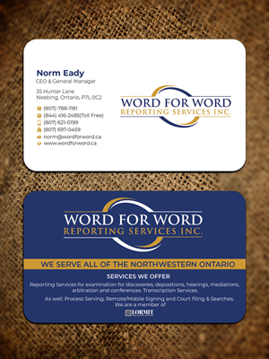 Business Card Design by Graphixpointt for Word For Word Reporting Services Inc. | Design: #31253464