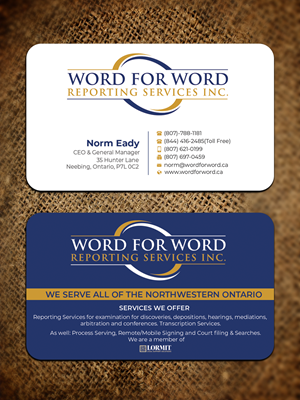 Business Card Design by Graphixpointt for Word For Word Reporting Services Inc. | Design: #31253465