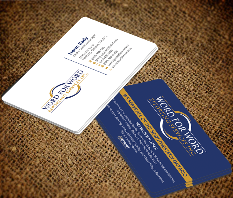 Business Card Design by Graphixpointt for Word For Word Reporting Services Inc. | Design #31253468