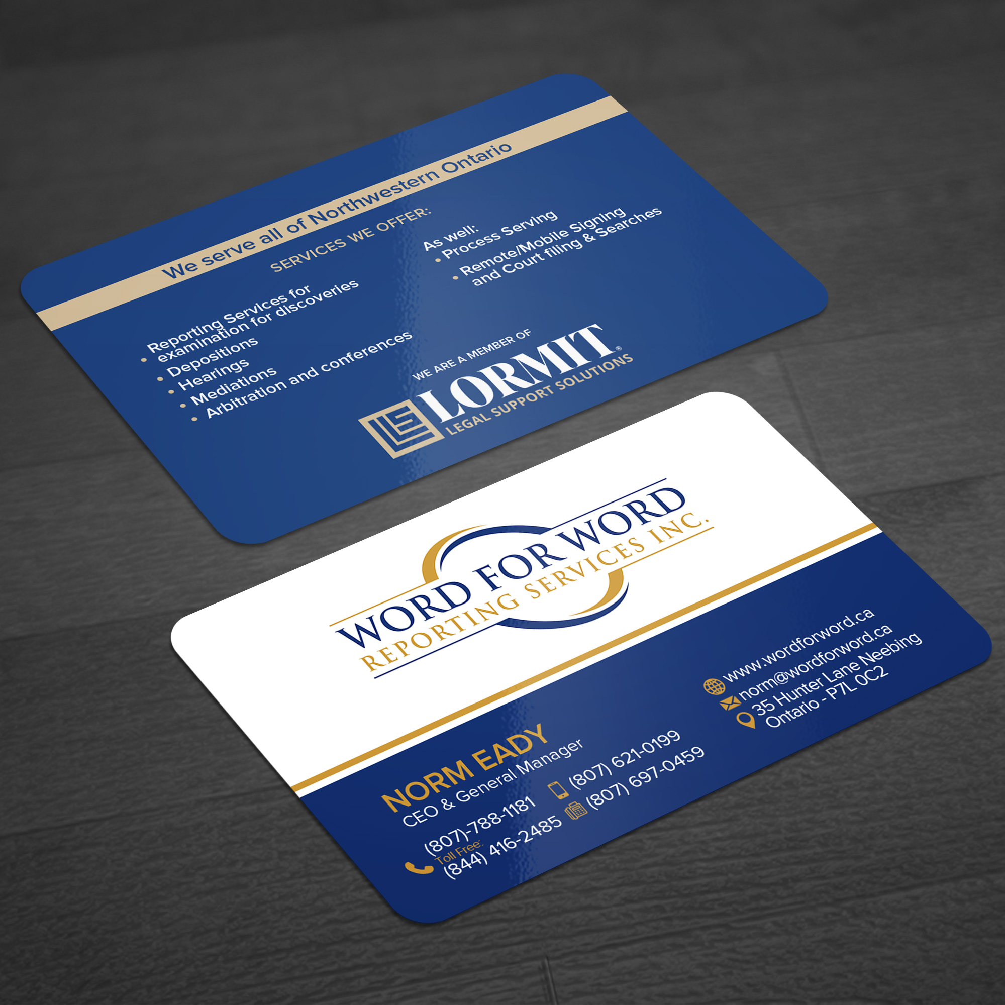 Business Card Design by WellDesign for Word For Word Reporting Services Inc. | Design #31256045