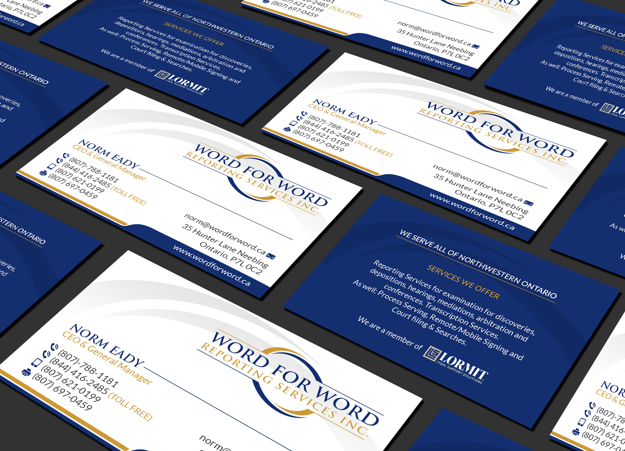 Business Card Design by Creations Box 2015 for Word For Word Reporting Services Inc. | Design #31254715