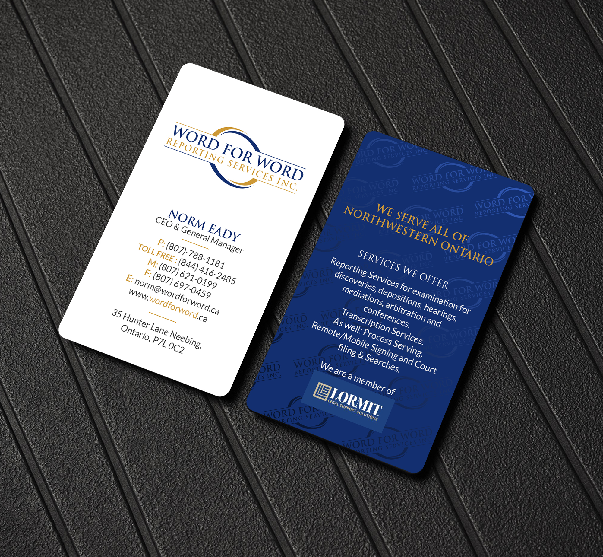Business Card Design by Creations Box 2015 for Word For Word Reporting Services Inc. | Design: #31254717