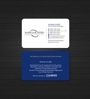 Business Card Design by Creations Box 2015 for Word For Word Reporting Services Inc. | Design: #31254720