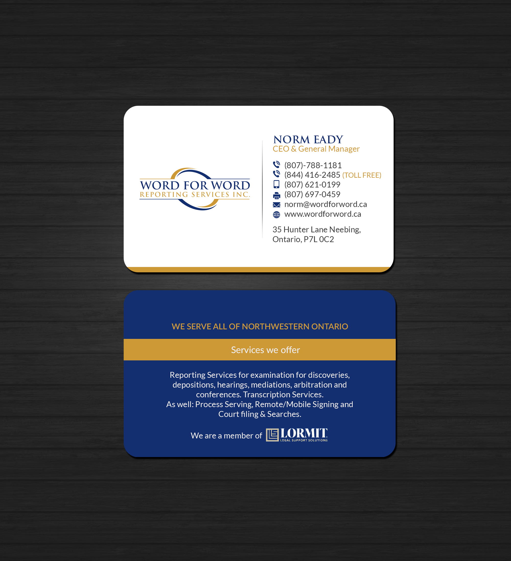 Business Card Design by Creations Box 2015 for Word For Word Reporting Services Inc. | Design #31254721
