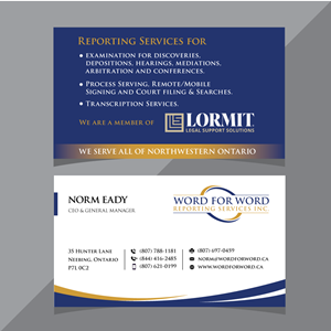 Business Card Design by H4R5Z for Word For Word Reporting Services Inc. | Design: #31251816
