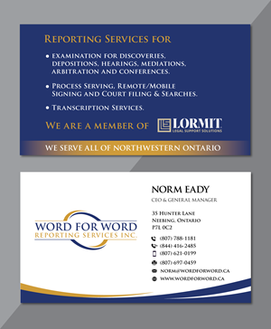 Business Card Design by H4R5Z for Word For Word Reporting Services Inc. | Design: #31251853