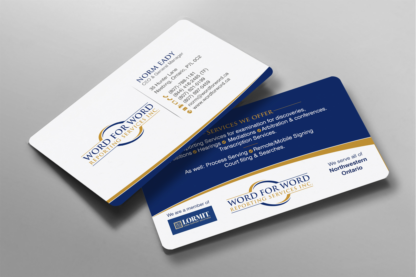 Business Card Design by chandrayaan.creative for Word For Word Reporting Services Inc. | Design #31255486