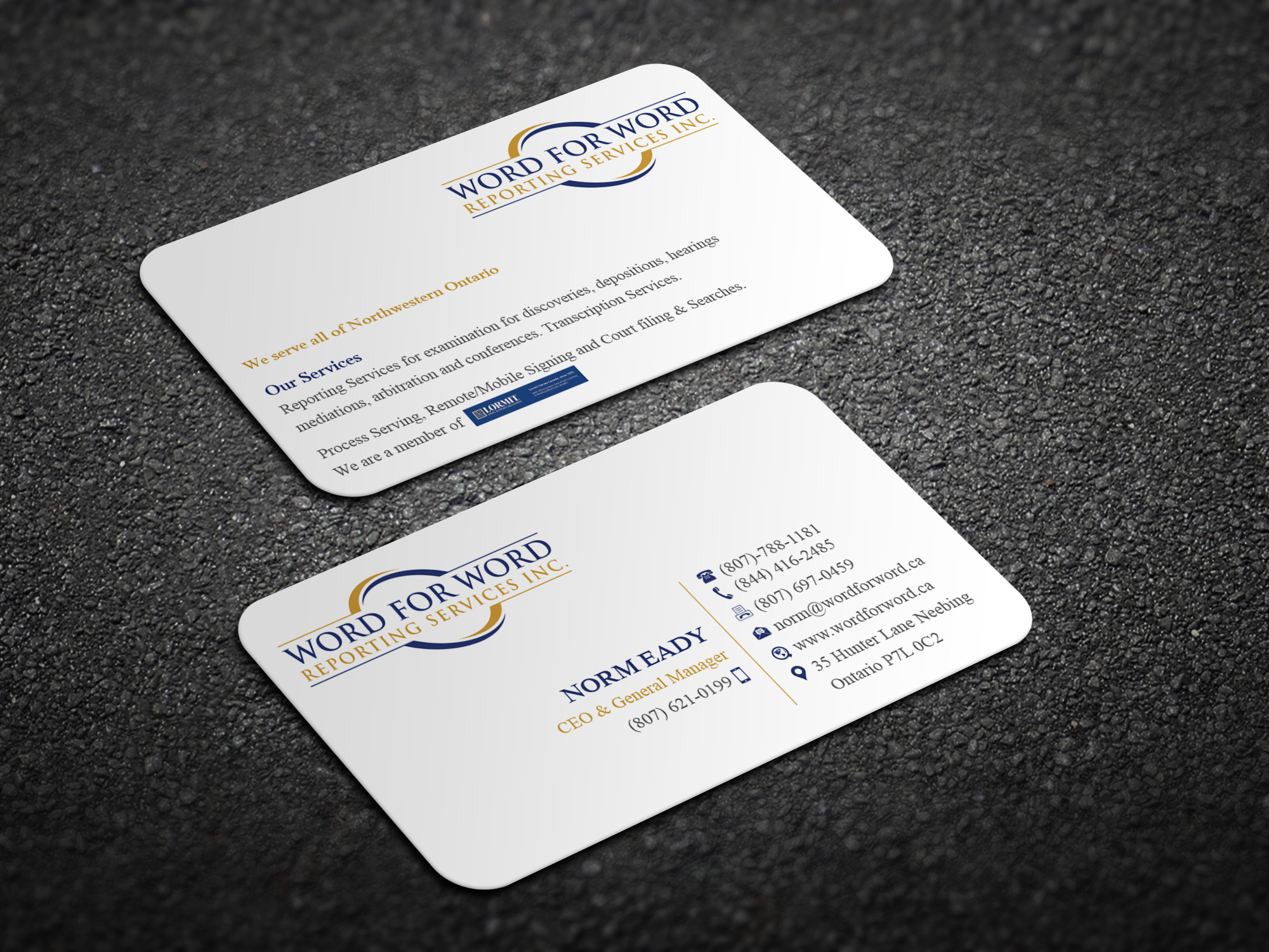 Business Card Design by Magic of Art for Word For Word Reporting Services Inc. | Design #31255174