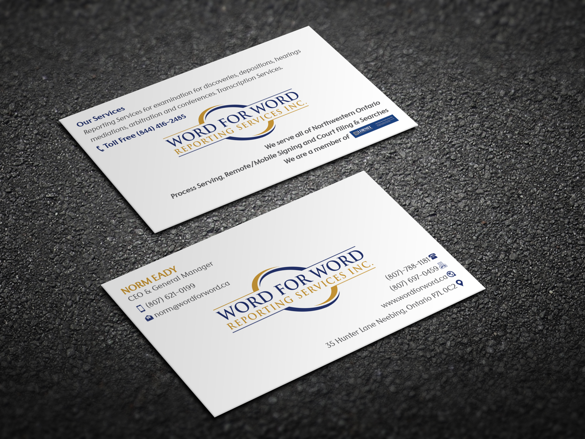 Business Card Design by Magic of Art for Word For Word Reporting Services Inc. | Design #31255175