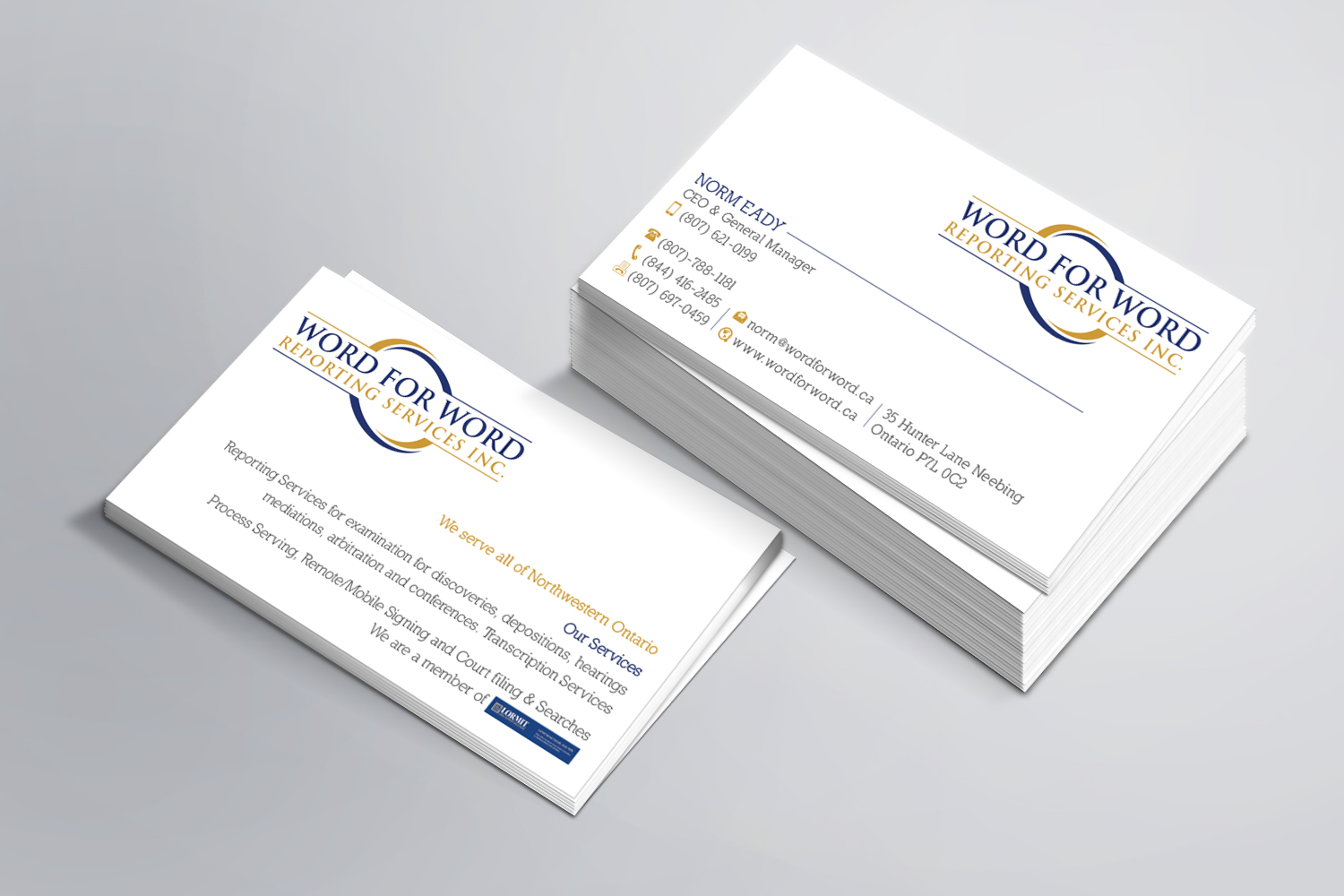 Business Card Design by Magic of Art for Word For Word Reporting Services Inc. | Design #31255176