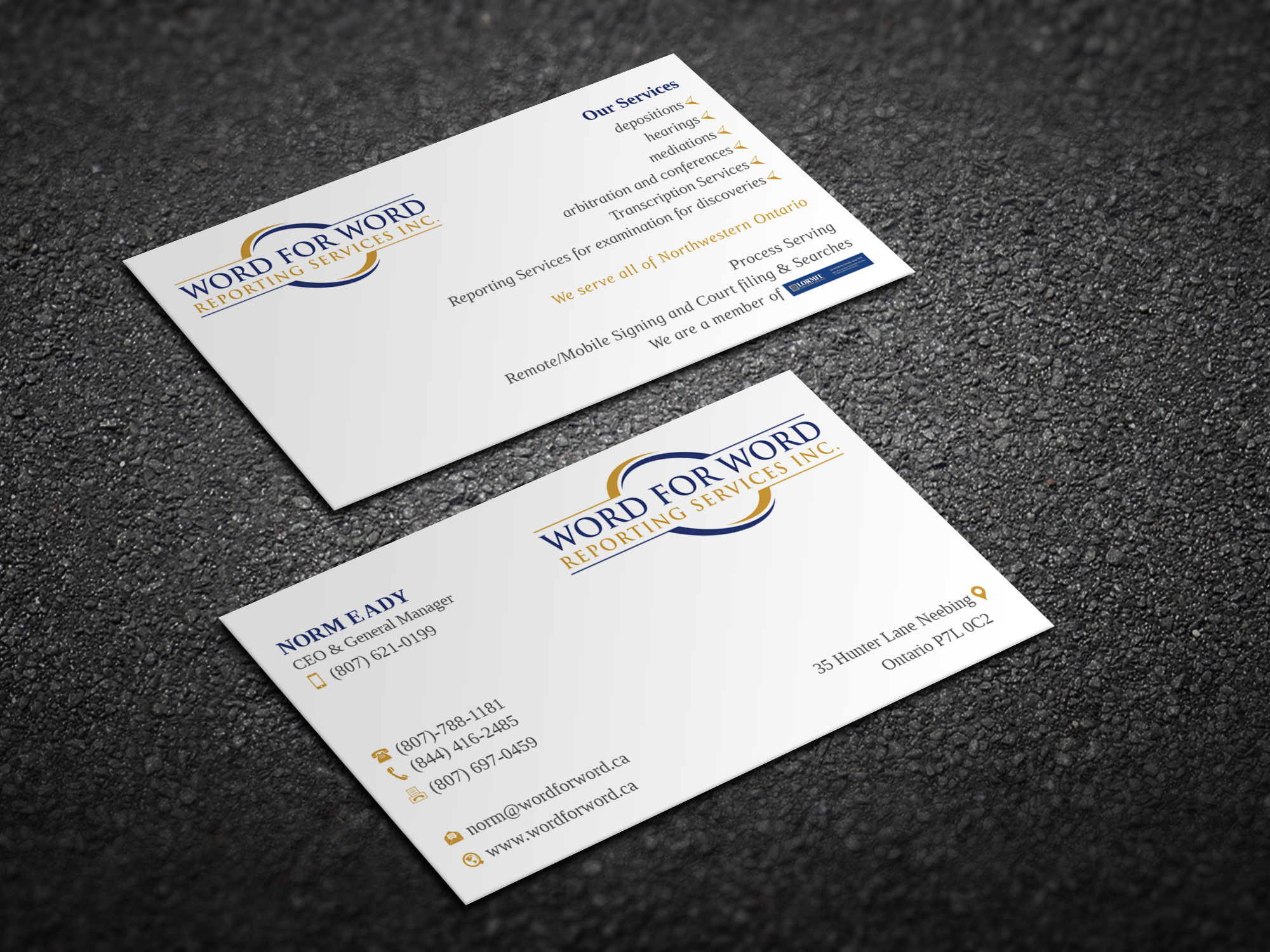 Business Card Design by Magic of Art for Word For Word Reporting Services Inc. | Design #31255177