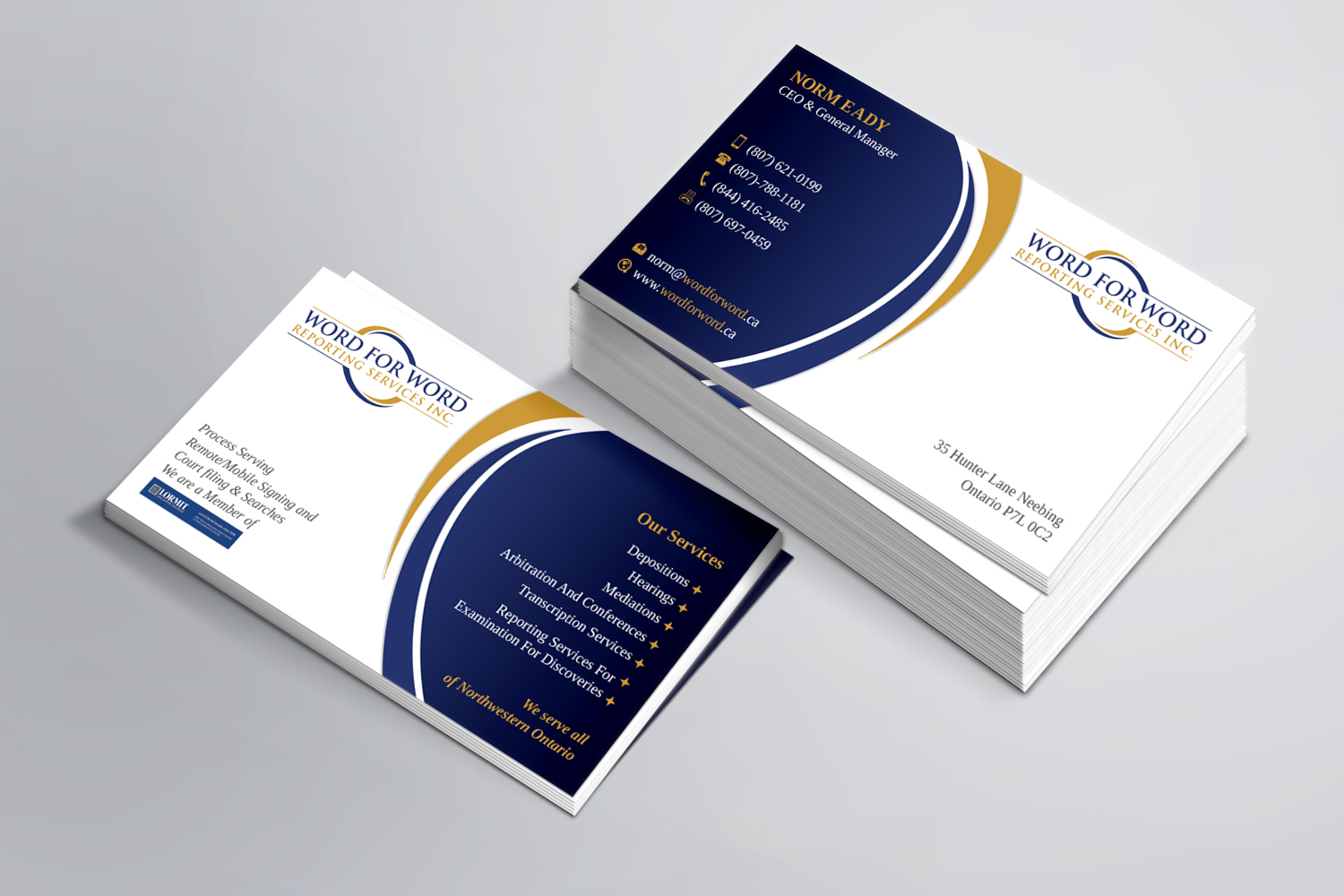 Business Card Design by Magic of Art for Word For Word Reporting Services Inc. | Design #31256140
