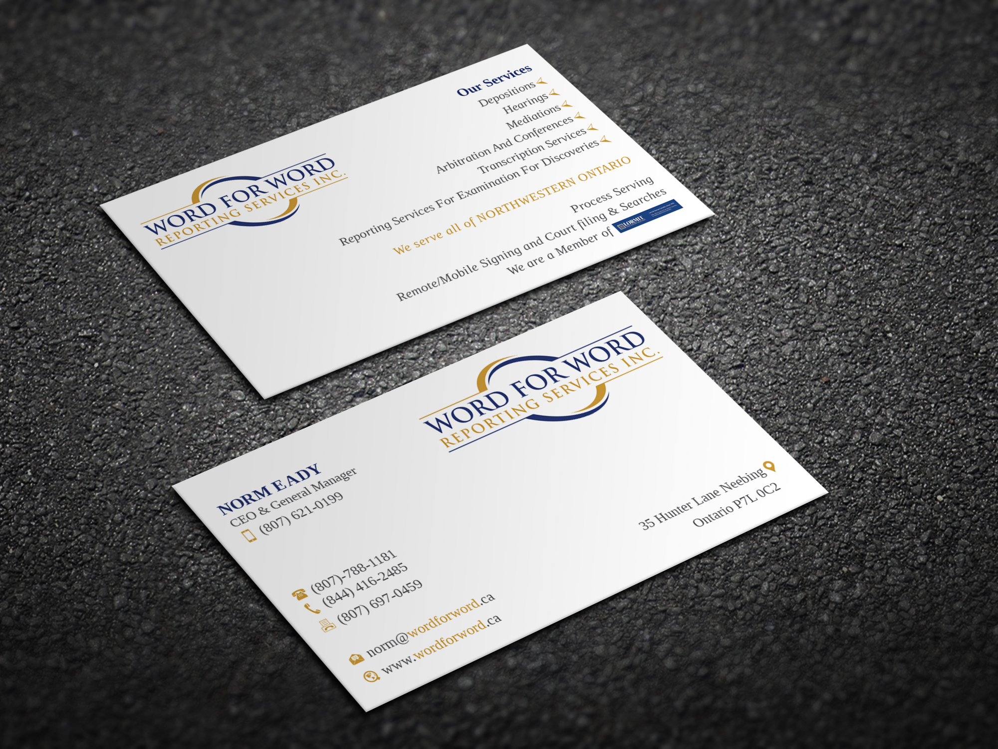 Business Card Design by Magic of Art for Word For Word Reporting Services Inc. | Design #31256148