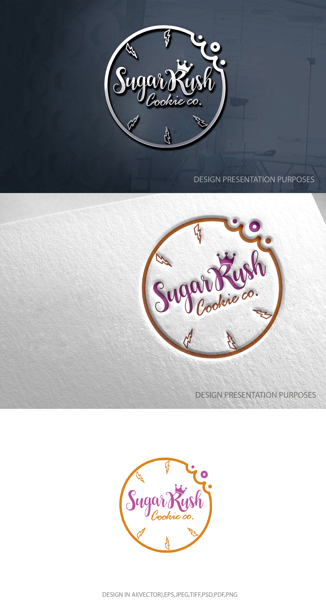 Logo Design by zebronicgraphic for Sugar Rush Cookie Co. | Design #31277581