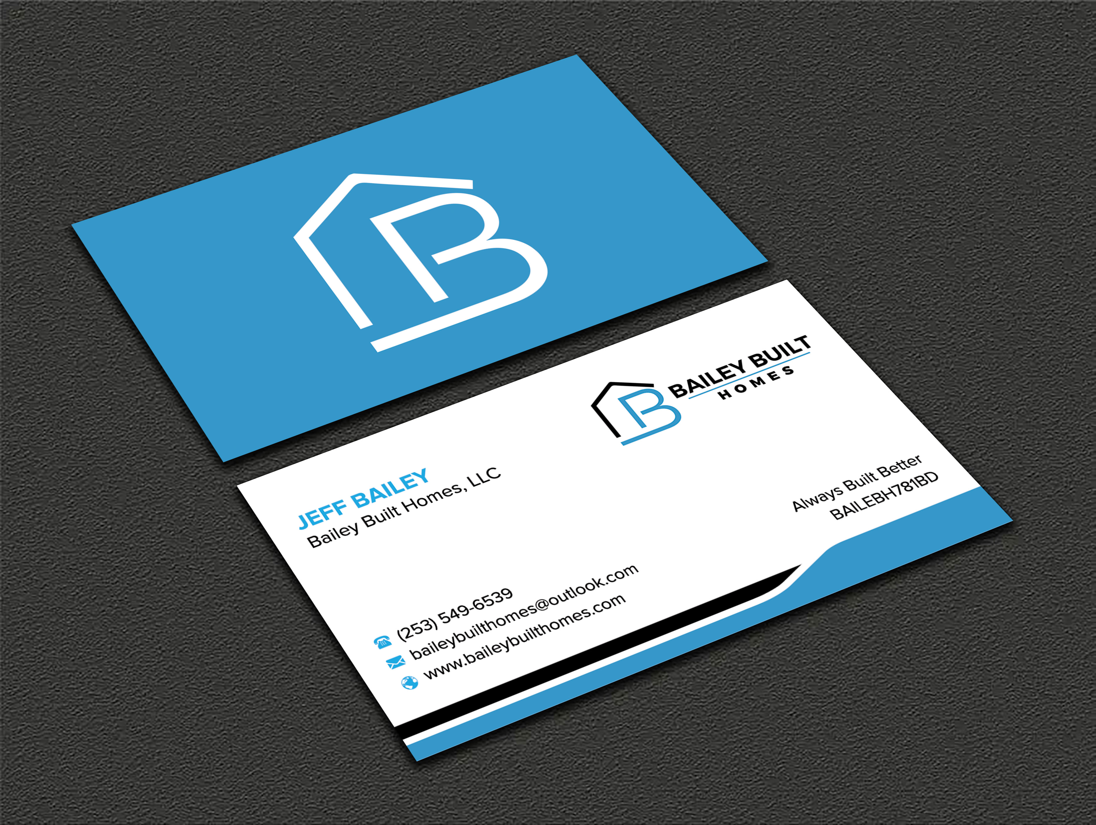 Business Card Design by sadikul islam for BAILEY BUILT HOMES | Design #31313042