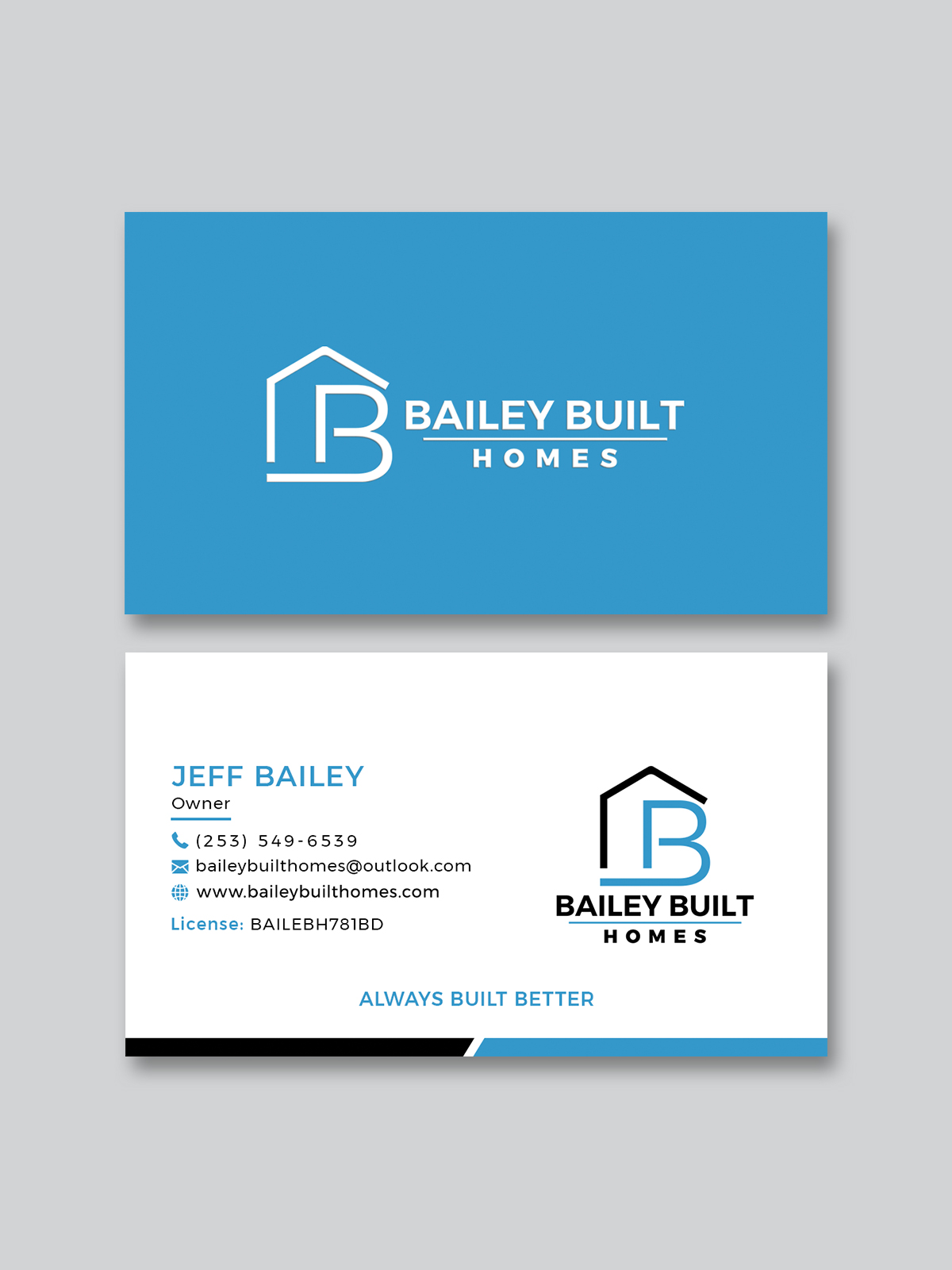 Business Card Design by Creative Moon Design for BAILEY BUILT HOMES | Design #31318303