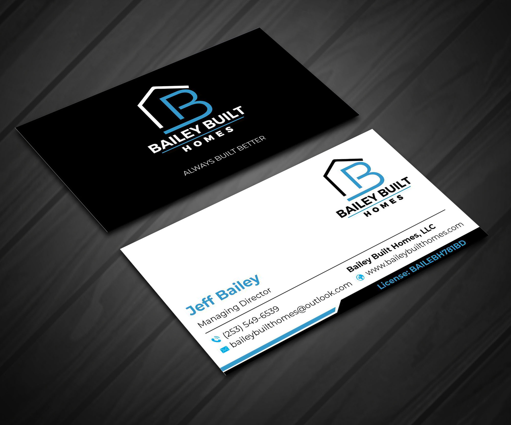 Business Card Design by jasmeen1975 for BAILEY BUILT HOMES | Design #31316852