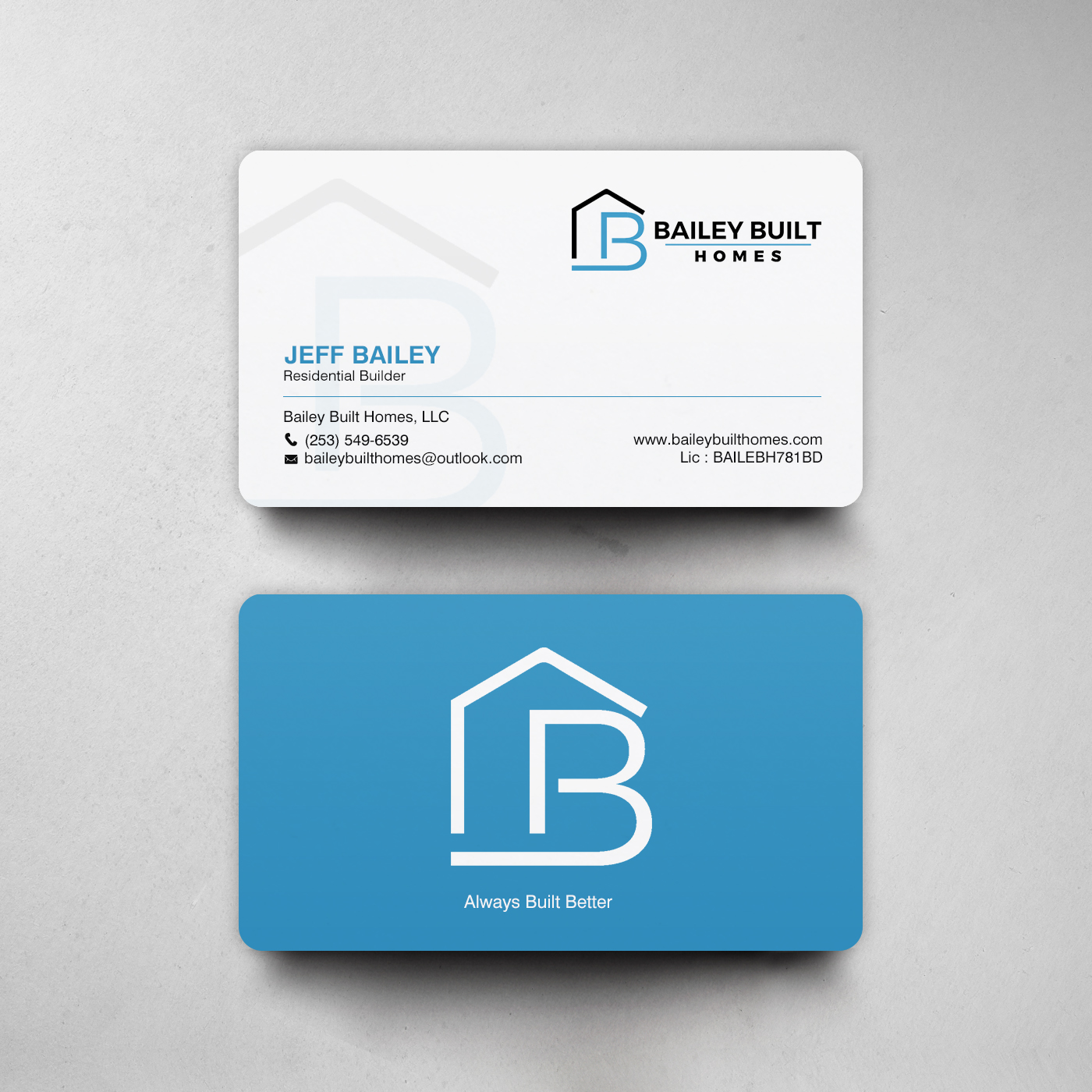 Business Card Design by chandrayaan.creative for BAILEY BUILT HOMES | Design #31314497